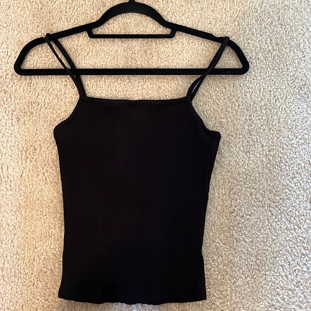 Womens Black Crop Top, Thin Straps, Size Large